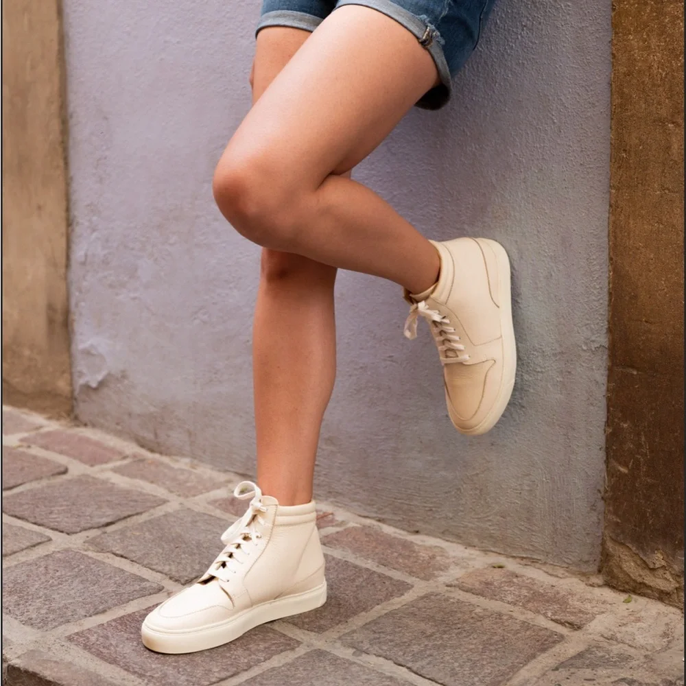 Nisolo Reina High Top Sneaker in Bone - Picture 8 of 11